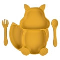 Miniatyrbilde 1 av 5: Baby Plate Bowl, Baby Fork Spoon Mini Silicone Dinner Tableware Baby Plate Suction Cup Non-Slip Baby Plate (Plate + Spoon + Fork) Yellow 1
