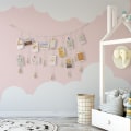 Miniatyrbild 6 av 7: Väggmonterad fotodisplay, kollagebildram för boho väggdekoration, fotohållare med 20 träklämmor, för rustik lantlig inredning