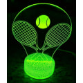 Miniatyrbillede 3 af 5: WJ 3D Tennis Natlampe Illusion 7 Farve Skiftende Touch Switch Bord Dekoration Lamper Gave med Akryl Flad ABS Base USB Kabel Legetøj
