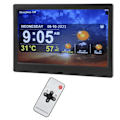 Miniatyrbild 8 av 11: Digital kalender väckarklocka 10 tum stor display WiFi automatisk dimbar datum dag väckarklocka med fjärrkontroll för hem  Svart