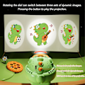 Miniatyrbild 4 av 5: Projektionsfläkt för handleden, bärbar handledsfläkt med dynamisk dinosaurieprojektion, mini projektionsfläkt med tecknad design, 3 hastigheter för studier Green