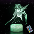Miniatyrbillede 1 af 7: WJ 3D Natlys Poseidon Havkongen 16 Farver Skiftende LED Illusion Skrivebordslampe med Fjernbetjening Værelse Dekoration Fødselsdagsgaver Kung Arthur
