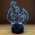 Miniatyrbilde 5 av 8: 3D Illusion Charizard LED nattlys, 7 farger gradvis endring USB berøring bryter 3D visuelle lys for feriegaver eller hjemmedekorasjoner