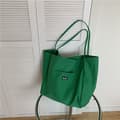 Grön väska mode koreanska damväskor en axel stor kapacitet mode tryck shoppingväska canvas tote väska