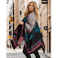 Miniatyrbillede 3 af 6: Dame Shawl Wraps Åben Front Rejse Poncho Kappe Varmt Oversized Plaid Trøjer Casual Cardigan Shawls til Efterår Vinter, Diamond Tote