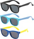 3-pakke solbriller for barn, polariserte solbriller for gutter og jenter Black+blue+light Blue