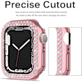 Pikkukuva 4 / 5: Apple Watch Series 7 41 mm:lle, Luksusinen Kristalliriipusinen Jäykkä PC-Kehys Kotelo Apple Watch Series 7 - Kaikki Puolen Bumper Kotelo (vaaleanpunainen)