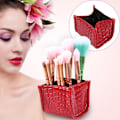 Miniatyrbillede 9 af 11: 1 stk. Kosmetik Makeup Penselholder Taske Etui PU Læder Opbevaringsarrangør Make Up Værktøj Rød
