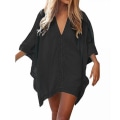 Miniatyrbillede 1 af 4: Kvinde Strand Badetøj Svømme Bikini Badetøj Oversized Cover Up --- Sort