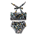 Miniatyrbild 1 av 6: Print barnsele badkläder flickor bikini set --- svart färgglad (storlek 90)