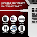 Miniatyrbillede 4 af 5: 3.0 USB A til USB C-adapter kompatibel med iPhone 11 12 Pro Xr Se, iPad 8 Air 4, dataoverførsel med høj hastighed og hurtig opladning (2 stk.)