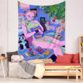 Miniatyrbillede 3 af 7: Wekity Anime Gobelin Æstetisk Kunst Hjem Baggrund Stof Dekoration Gave Boho Gobelin til Stue Soveværelse Dekoration (614-23, 51 X 59 tommer )