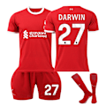 Pikkukuva 1 / 2: 2023-2024 Liverpoolin lasten jalkapalloasusetti sukkineen - nro 27 DARWIN#M No.27 DARWIN #M