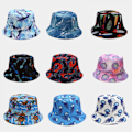 Miniatyrbillede 5 af 8: AVEKI Pakkelige Reversible Havdyr Trykte Fisker Bucket Solhat, Mange Mønstre