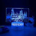 Miniatyrbillede 5 af 5: Qinwei Magic Academy Harry Potter Natlampe 3D LED Illusion Lampe til Børns Soveværelse Dekorativ Lampe -- Mønster O（Sort Sæde）