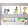 Miniatyrbillede 3 af 7: Wekity Ræv og Kat Vægkunst Lærredstrykplakat, Enkelt Sødt Akvarel Kunsttegning Dekor til Hjem Stue Soveværelse Kontor og Børneværelse (Se
