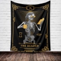 Miniatyrbild 4 av 4: Wekity Skalle Tarot Gobeläng Estetisk Konst Hembakgrund Tyg Prydnad Present Pool Gobeläng Vardagsrum Sovrum Prydnad (READER, 59 X 79 tum)