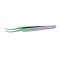 Miniatyrbillede 2 af 11: Lash Tweezers i rustfrit stål med stramt greb, buet, til eyelash extensions, grøn-lilla gradient