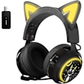 Miniatyrbilde 1 av 7: GS510 Kattørehodetelefoner Trådløse Spillhodetelefoner for PS5/ PS4/ PC, Søt Hodetelefon 2.4G med Inntrekkbar Mikrofon, 7.1 Stereo Lyd, 8 Timer Pl