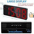 Miniatyrbild 2 av 6: Led digital väckarklocka i sovrummet, temperaturdisplay, justerbar ljusstyrka, 12/24h displayklocka för tunga sovandes - Röda siffror