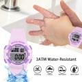 Miniatyrbilde 4 av 7: Barneklokke digital vanntett for jenter gutter med alarm stoppeklokke nattlys kalender armbåndsur utendørs sports multifunksjons armbåndsur（lys rosa）