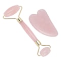 Miniatyrbilde 2 av 11: Ansiktsrullesett Rose Quartz Ansiktsmassasjer Anti-aldring Rynke Gua Sha Skjønnhetsverktøy (Golden )