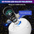 Miniatyrbillede 5 af 7: Galaxy Projektor, 13 i 1 HD Planetarium Galaxy Stjerneprojektor til Soveværelse, 360° Roterende Stjerneprojektor Galaxy Lys med Justerbar White