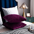 Miniatyrbillede 4 af 7: Lilla Stribede Sofa Pudebetræk: 2 Pak 18x18 Tommer Originale Fløjls Kvadratiske Pudebetræk til Bondehus Indretning
