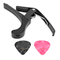 Miniatyrbild 1 av 11: Gitarr Capo Alloy Snabbkoppling Elektrisk Gitarr Capo Set med 2PCS Gitarrplektrum för Banjo Mandolin Svart