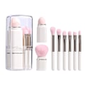 Miniatyrbillede 1 af 6: Bærbar makeupbørster til rejsemakeup - 8 i 1 rejse løs pudderbørste, vinklet børste, foundation blending læbebørste