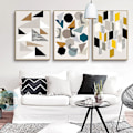 Pikkukuva 1 / 6: 3D Geometrinen Patchwork-seinätaide Canvas-tulostusjuliste, Yksinkertainen Abstrakti Taidepiirros Deko (3 kpl Kehystämätöntä, 16''x24'')