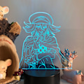 Miniatyrbillede 2 af 7: JUSTUP Anime Figur 3D Illusion Natlampe Fjernbetjening til Soveværelse Dekoration Børns Fødselsdagsgave --- Sort Sæde