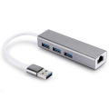 Miniatyrbilde 1 av 5: Aluminiumlegering kablet nettverkskort 100M Usb + 3.0 Hub Adapter Usb til Rj45