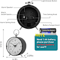 Miniatyrbild 4 av 9: SAYTAY Analog Klocka Larm Klocka Icke Ticking med Nattljus Snooze Funktion Tyst Rund Retro Batteridriven Crescendo 4 tum Liten Enkelt Design Tabl