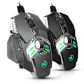 Miniatyrbillede 9 af 9: 7-knaps programmerbar mekanisk gamingmus med farverige lys, kablet mus - sort