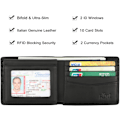 Miniatyrbild 3 av 7: Plånbok för män - Äkta läder RFID-blockerande elegant plånbok med 2 ID-fönster