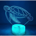 Miniatyrbillede 3 af 7: WJ 3D Havskildpadde Fjernbetjening 16 Farve Natlys Illusion Akryl LED Bordlampe Sengelampe Børns Soveværelse Skrivebord Dekoration Fødselsdag Gaver Legetøj til Børn