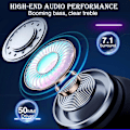 Miniatyrbillede 5 af 8: USB Gaming Headset med mikrofon til pc, RGB Rainbow Baggrundsbelyst, Virtuel 7.1 Surround Sound, 50mm Driver, Bløde Memory Øremuffer, Kablet Bærbar
