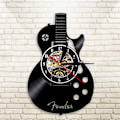 Miniatyrbild 2 av 7: 12-tums vinyl väggklocka vardagsrum studie retro gitarr cd skivväggklocka ljudlös anpassad klocka