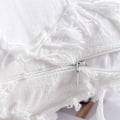 Miniatyrbild 4 av 5: 2-pack Boho kuddfodral Rutig frans Boho stil Linne Rutig textur Kuddfodral för soffa sovrum soffa vardagsrum (Vit, 12 x 20 tum)