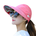 Solhattar för kvinnor Bredbrättad solhatt UV-skydd Mössor Floppy Strand Packable Visor