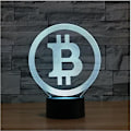 Miniatyrbillede 3 af 5: 3D Bitcoin Natlampe med 7 Farveskift LED Bordlampe Akryl Flad ABS Base USB Oplader Hjem Dekoration Legetøj Fødselsdag Jul Barn