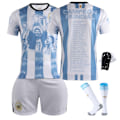 Miniatyrbillede 1 af 6: 2023-2024 Argentina VM-mesterskab Commemorative Edition Fodbolddragt Sæt med Strømper og Knæbeskyttere - Uden nummer #26 No number #26