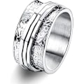 Miniatyrbillede 2 af 8: Rustfrit stål blomst udskæring spinner ring Daisy Fidget Band ringe måne stjerne onde øjne kors angst ring til kvinder mænd-US5