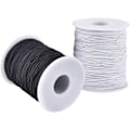 Miniatyrbilde 1 av 8: Elastisk snor for armbånd, 2 ruller 1 mm robust, elastisk snor for smykkefremstilling, halskjeder, perling svart og hvitt Parent Black and White
