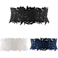 Miniatyrbild 6 av 6: Kvinnors spets midjebälte Obi rosett Cinch brett bälte rosett slips wrap Boho korsett klänning midjeband PU läder, 3-pack