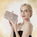 Miniatyrbillede 4 af 5: Dame Rhinestone Aften Tasker Funklende Krystal Pung Clutch Brud Bryllup Fest Prom Håndtaske