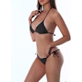 Miniatyrbild 2 av 6: Bikinis Badkläder Set för Kvinnor Badkläder Triangel Baddräkt Tie String Trosa Black2 M