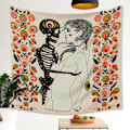Miniatyrbillede 2 af 2: Wekity Skull Blomsterpige Gobelin Hjem Gobelin Æstetisk Kunst Hjem Baggrund Stof Dekoration Gave (GT330023, 51 X 59 Tommer)