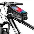 Miniatyrbillede 1 af 6: Cykeltelefon Toprørspose Cykel Frontram Opbevaringspose Mobiltelefonholder Taske Etui med Touchscreen Vandtæt